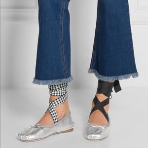 Miu Miu silver flats with ribbons in IT 5.5 size